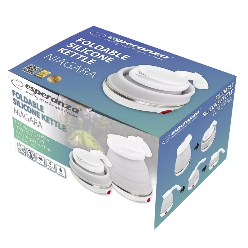 Elektrinis virdulys ESPERANZA EKK023 – 0,5 L, 750 W, baltas, silikonas su nerūdijančiu plienu ir plastiku