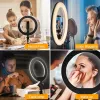 Maclean MCE610 10 12W LED žiedinė šviesa su trikoju ir Bluetooth nuotolinio valdymo pulteliu, 3 spalvų režimai, 10 ryškumo lygių, 160 LED, laikiklis išmaniajam telefonui