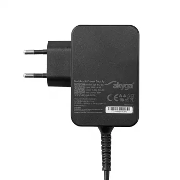 Akyga AK-ND-81 USB-C GaN nešiojamojo kompiuterio maitinimo adapteris 65 W, PD 3.0, 5–20 V, 1,8 m laidas, juodas