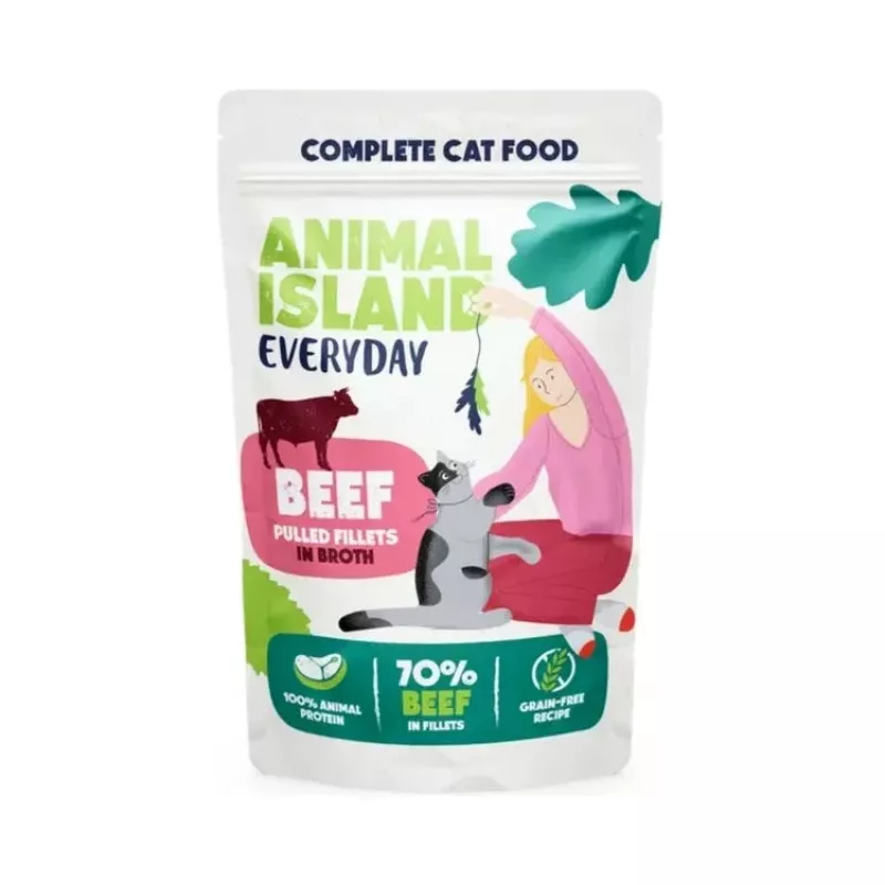 ANIMAL ISLAND Everyday Vištienos ir Jautienos filė sultinyje - šlapias kačių maistas - 4 x 85 g