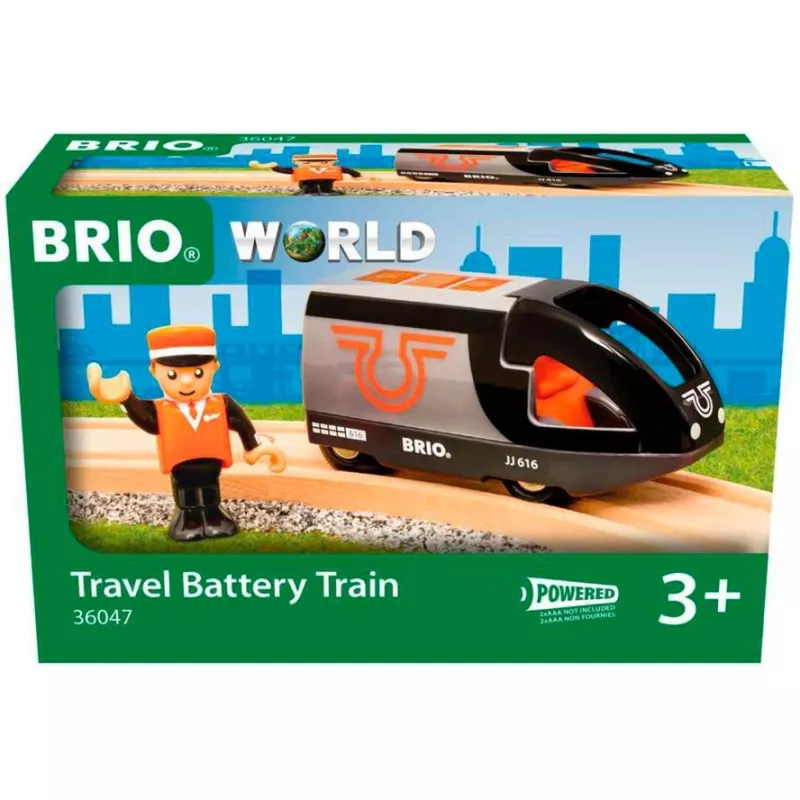 BRIO keleivinis traukinys 63604700 oranžinis-juodas, medinis žaislinis traukinukas, suderinamas su BRIO bėgiais