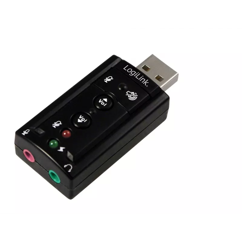 Išorinė USB garso plokštė LOGILINK UA0078, 7.1 kanalų, USB sąsaja, kompaktiška 124×194×34 mm, 80 g