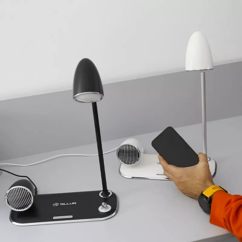 Belaidis stalo įkroviklis Tellur TLL151371 su Bluetooth garsiakalbiu ir staline lempa