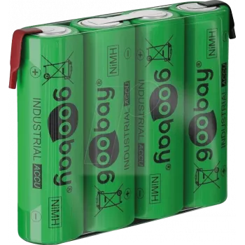 Goobay 4x AA (Mignon) 2100 mAh, žalia – lituojami kontaktai (Z), NiMH akumuliatorius, 4,8 V (55580)