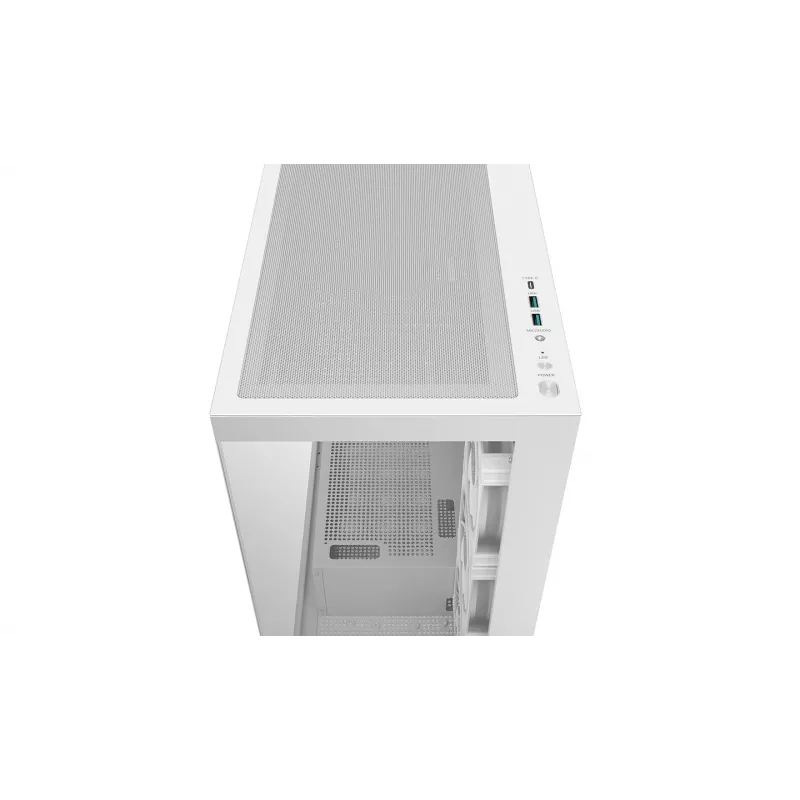 Korpusas DeepCool CG580 4F V2 Midi Tower baltas – ATX, grūdintas stiklas, 3x120mm šoniniai ventiliatoriai, 360mm šoninis radiatorius