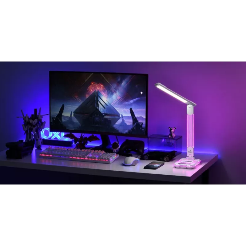 Stalinė lempa Hawk HW-LAMP04 balta LED reguliuojama, balta spalva, reguliuojama galvutė ir rankena