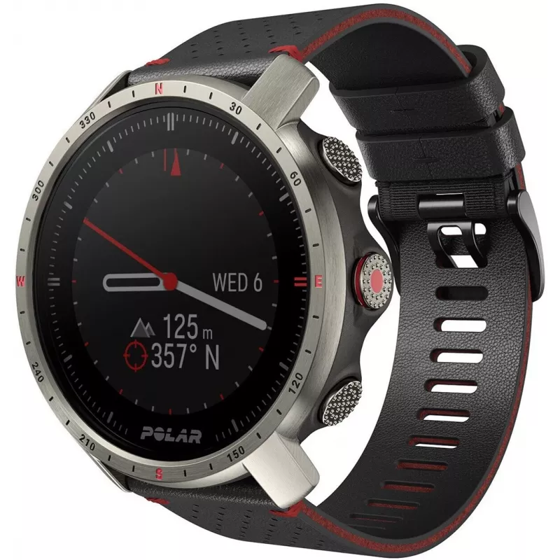Polar Grit X Pro Titanium sportinis laikrodis su perforuotu odiniu dirželiu, pilkas, M/L