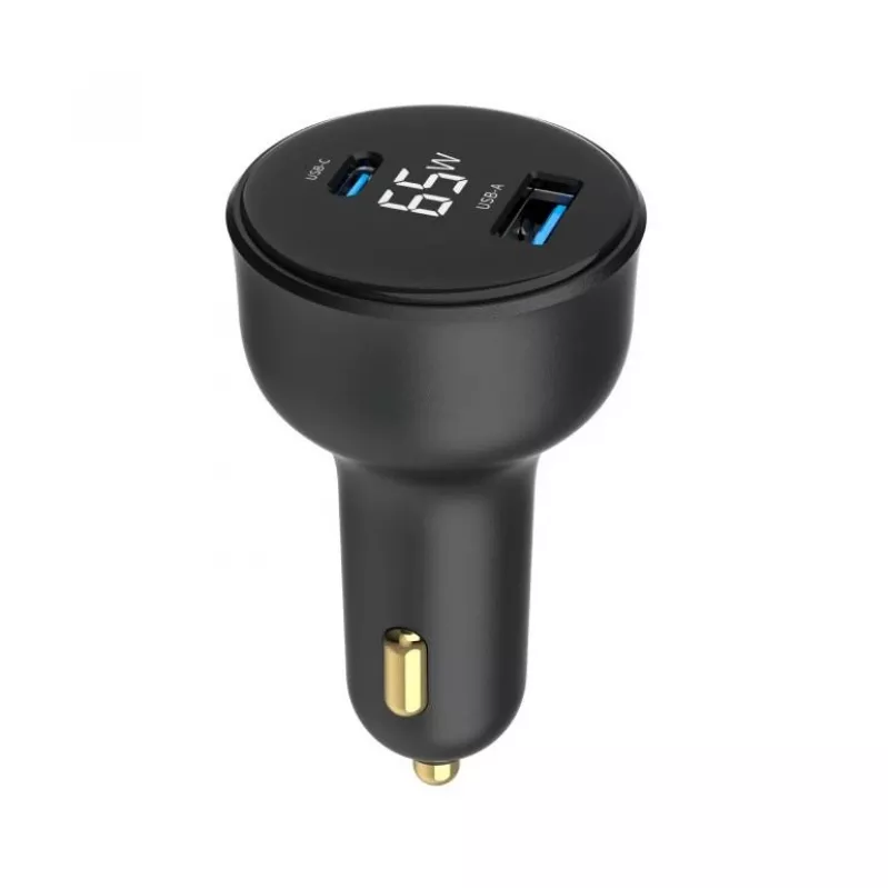Automobilinis USB įkroviklis 2 prievadai / TA-UC-AC2PD30LCD-CAR01 GEMBIRD
