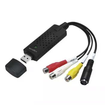 LogiLink USB 2.0 vaizdo įrašymo adapteris, USB A/M į 3x RCA + MiniDIN5/F, juodas
