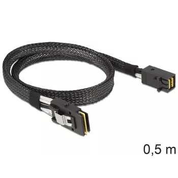 SAS kabelis DeLOCK 83388, 0,5 m, Mini SAS HD x4 (SFF-8643) į Mini SAS x4 (SFF-8087)