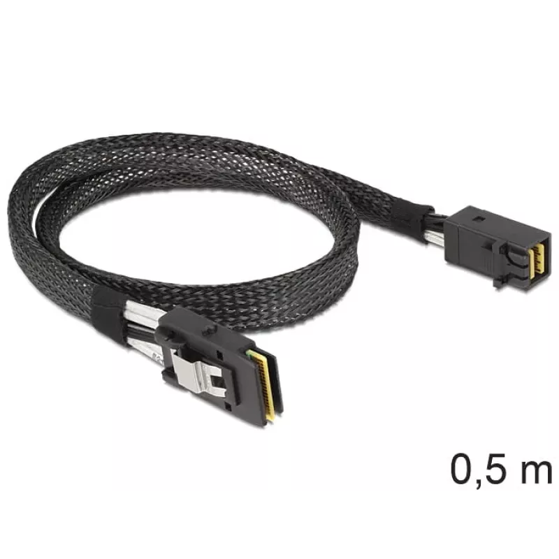 SAS kabelis DeLOCK 83388, 0,5 m, Mini SAS HD x4 (SFF-8643) į Mini SAS x4 (SFF-8087)