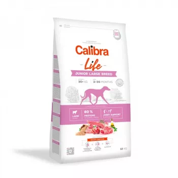 Calibra Dog Life Junior sausas ėdalas stambių veislių šunims su ėriena, 12 kg