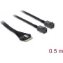 DELOCK PCIe 4.0 plonas SAS kabelis SFF-8654 8i į 2× Mini SAS HD SFF-8643, 0,5 m
