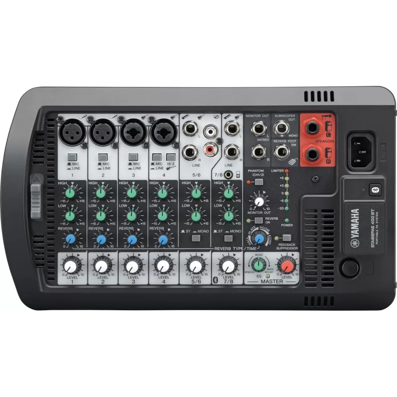 Laisvai pastatoma PA sistema YAMAHA Stagepas 400BT – 400 W, 2 krypčių, 10 kanalų mikšeris, Bluetooth 4.1, juoda