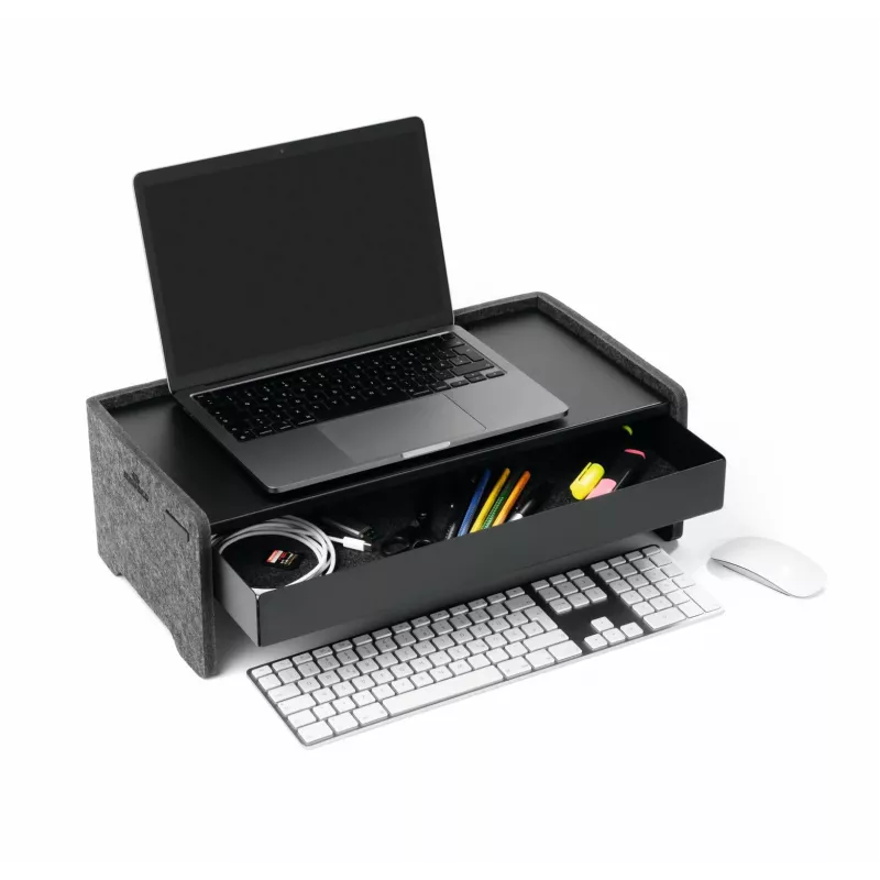 Durable 508201 stalčius monitoriaus laikikliui juodas metalinis 468 mm plotis 221 mm gylis 53 mm aukštis