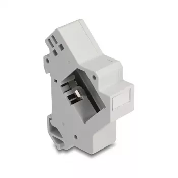 Keystone laikiklis snap-in DIN bėgeliui DELOCK 67043 — plastikinis, įžemintas, 60×88.2×21.5 mm, pilkas