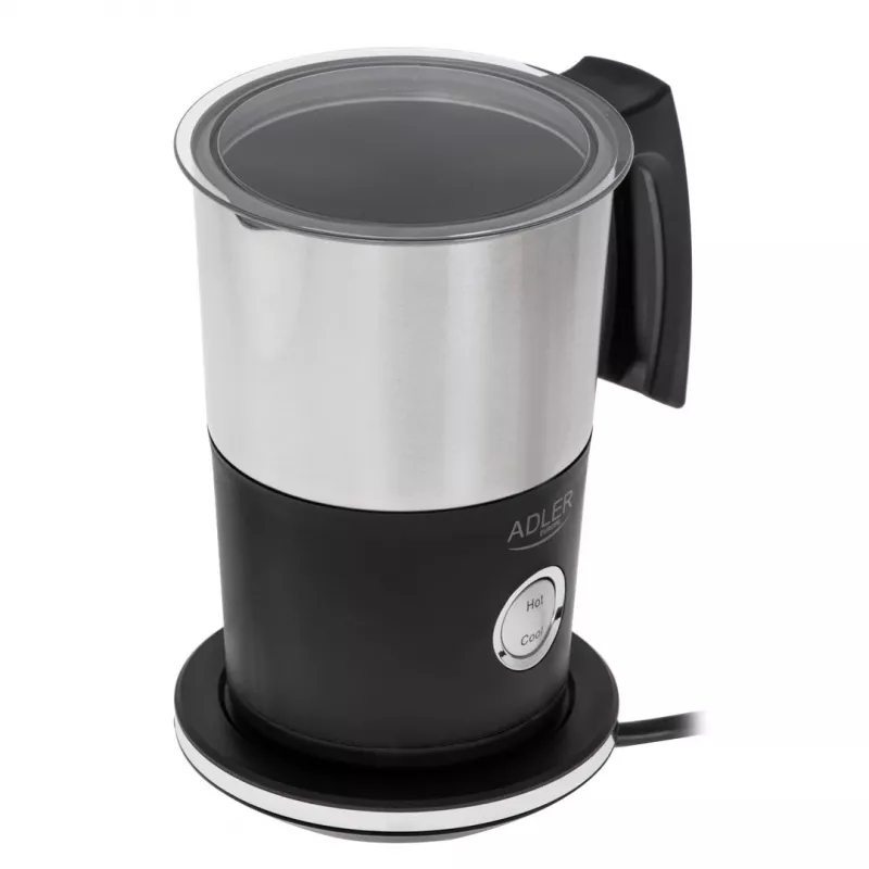 Automatinis pieno putos plaktuvas Adler AD 4497 — nerūdijantis plienas, 600W, putos 120 ml / šildymas 300 ml, karštas ir šaltas