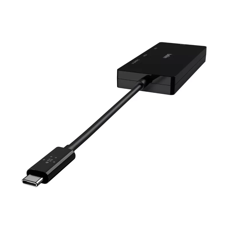 Linksys Belkin – vaizdo adapteris – USB-C (kištukas) į HD-15 (VGA), DVI-I, HDMI, DisplayPort (lizdas) – 4K palaikymas – juodas (AVC003BTBK)