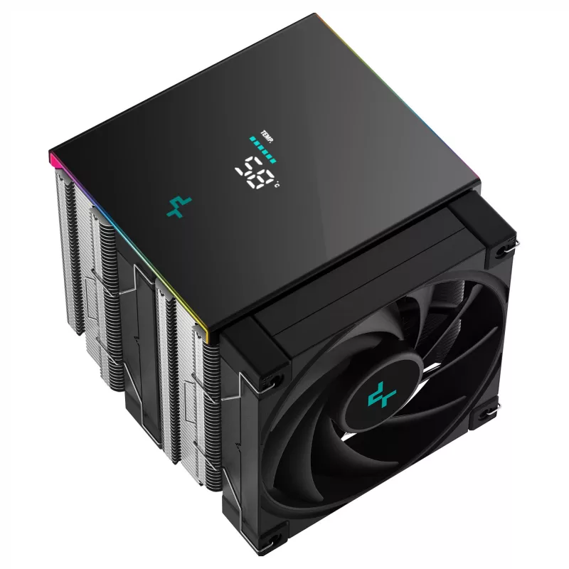 Oro procesoriaus aušintuvas DeepCool AK620 Digital SE, dvigubas bokštas, 6x Ø6 mm šilumos vamzdeliai, 2x 120 mm PWM ventiliatoriai, RGB, aukštis 161 mm