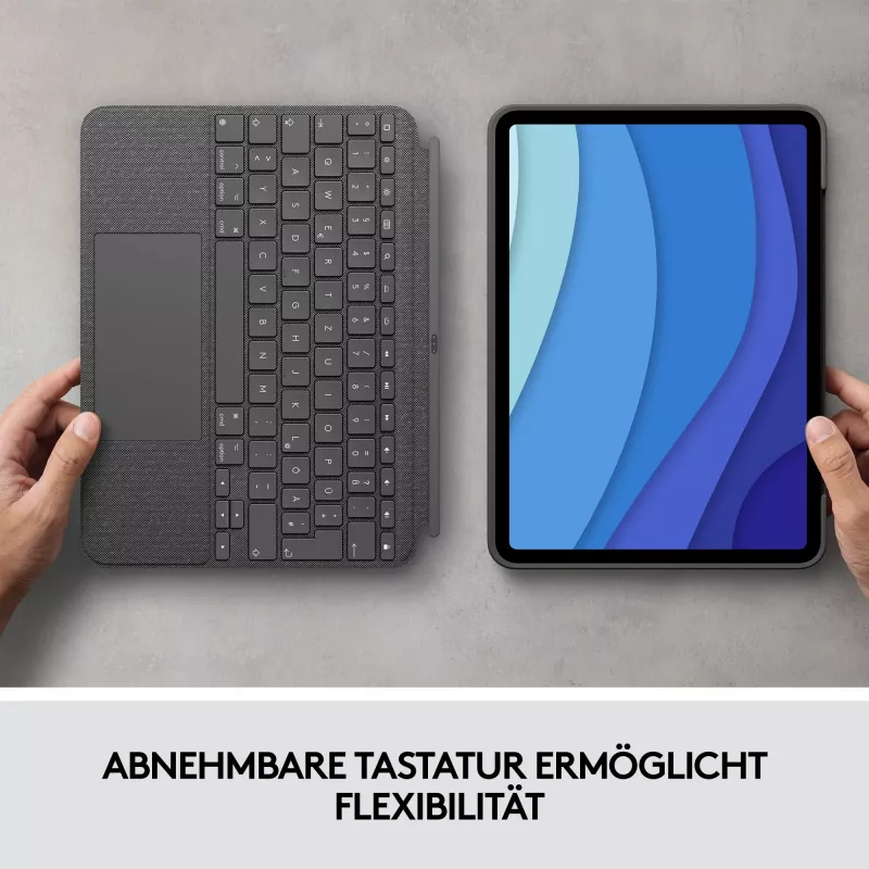 Dėklas su klaviatūra Combo Touch US iPad Pro 11 1,2,3 Gen pilka
