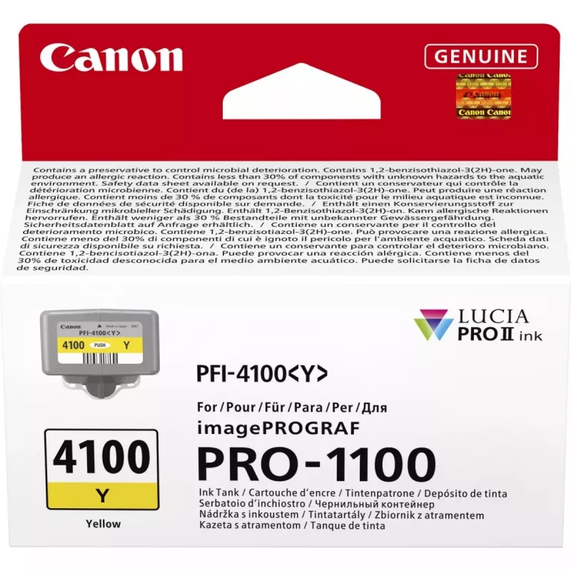 Canon PFI-4100 geltona rašalo kasetė, 80 ml, LUCIA PRO II, originali, 1 vnt.