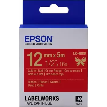 Epson kasetė su satino juostele LK-4RKK auksinė/raudona 12mm (5m)