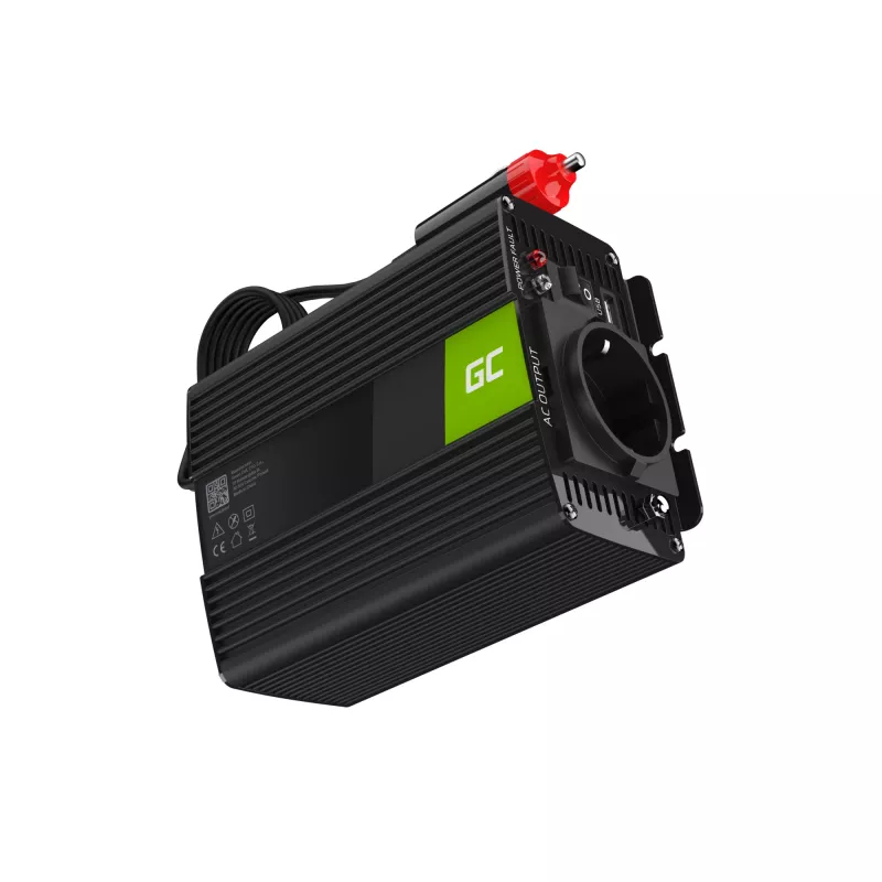 GREEN CELL automobilinis keitiklis 12V į 230V 150W/300W gryno sinuso