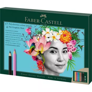 Aliejiniai pieštukai Faber-Castell Polychromos ir Pitt Graphite Matt rinkinys 21 vnt., įvairiaspalviai