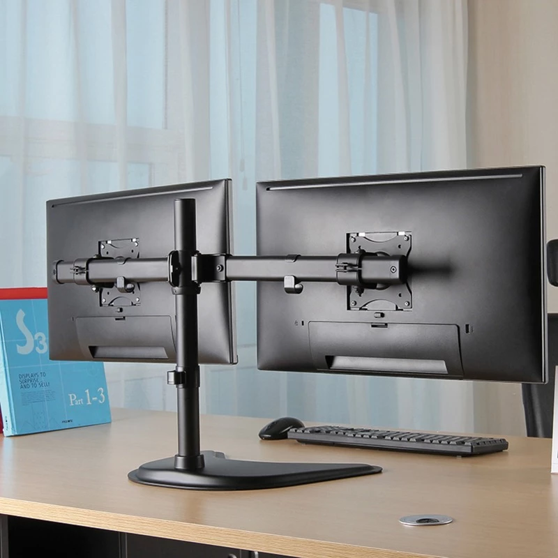 HAGOR HA FS – Laikiklis dviem monitoriams ant stalo, juodas, 38–68 cm (15–27 col.)