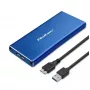 Išorinis SSD korpusas QOLTEC 51832 – M.2 SATA, USB 3.0, iki 2TB, mėlynas, 4 lizdai