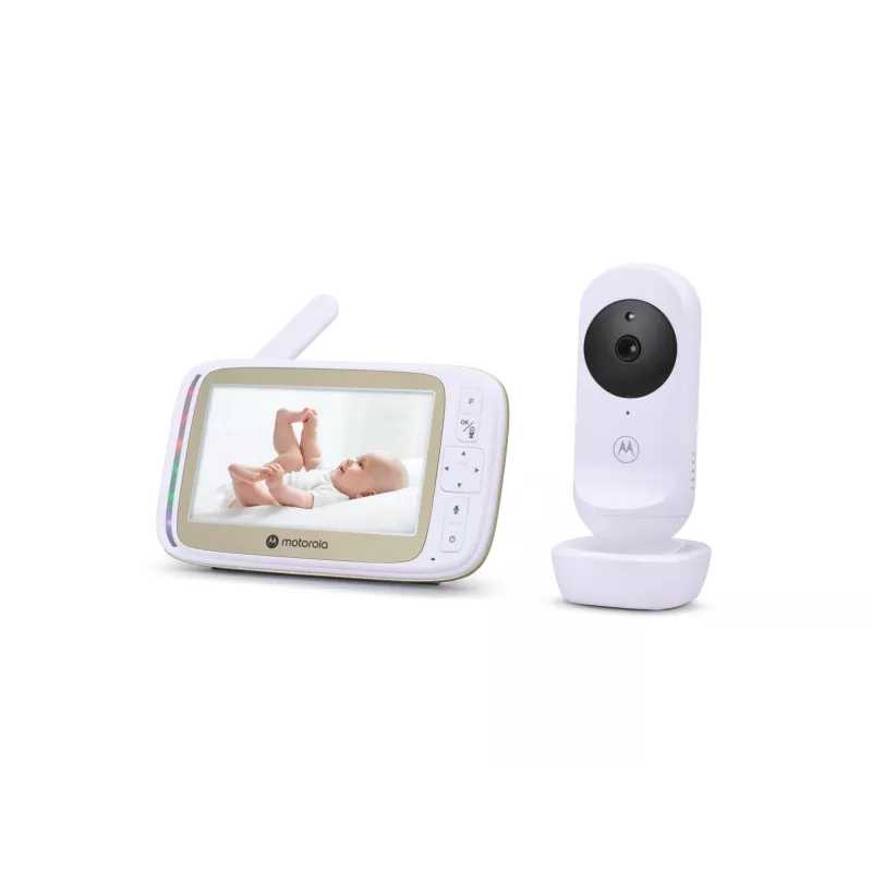 Motorola VM45 Connect belaidis vaizdo kūdikio monitorius su Stargrip lovelės laikikliu, 5 colių, baltas