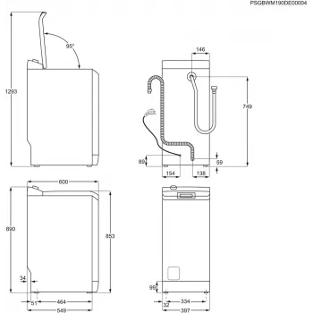 Skalbimo mašina su viršutiniu pakrovimu Electrolux EW2TN5261FP, 6 kg, 1200 aps./min., 42 l būgnas, balta