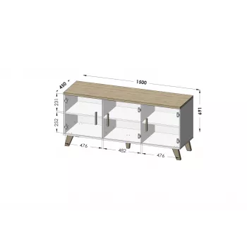 Cama sideboard LOTTA 150 3D Balta + sonoma oak