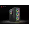 PC korpusas SAVIO Noctis Glass RGB — Juodas, ATX/Micro-ATX, 210×410×450 mm, 3×120 mm priekiniai ventiliatoriai