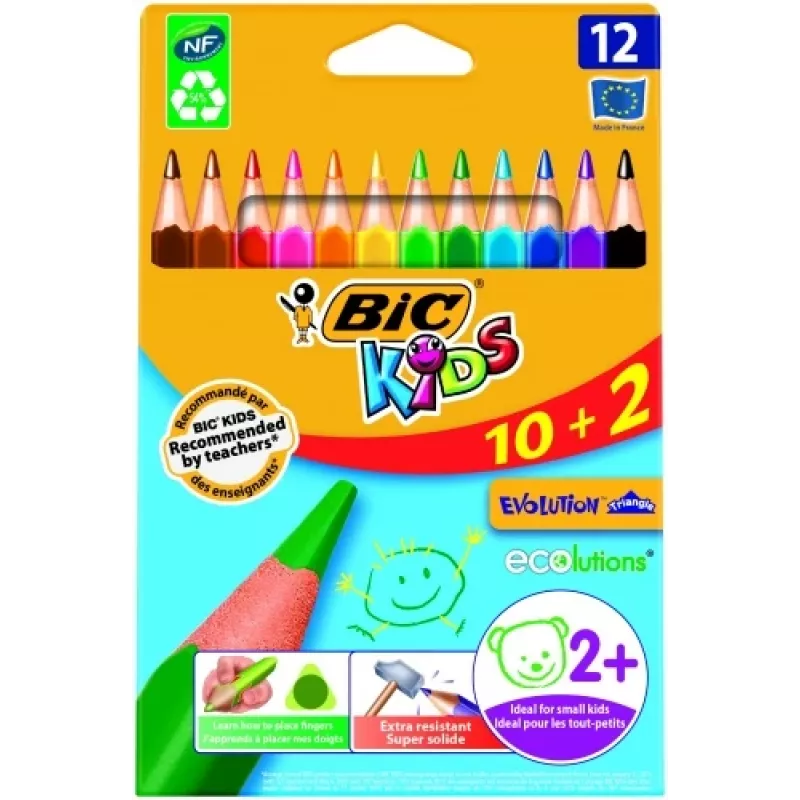 BIC spalvoti pieštukai TRIANG.CBW 10+2 EU 12 vnt., 214842