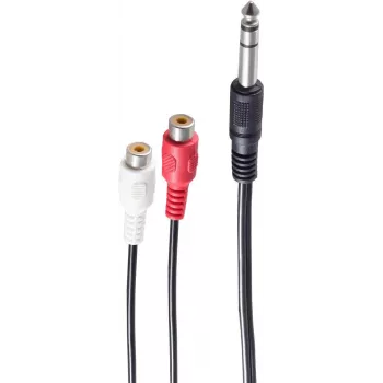 Garso adapterio kabelis ShiverPeaks BS30461 0,2 m 6,35 mm 2xRCA juoda raudona balta