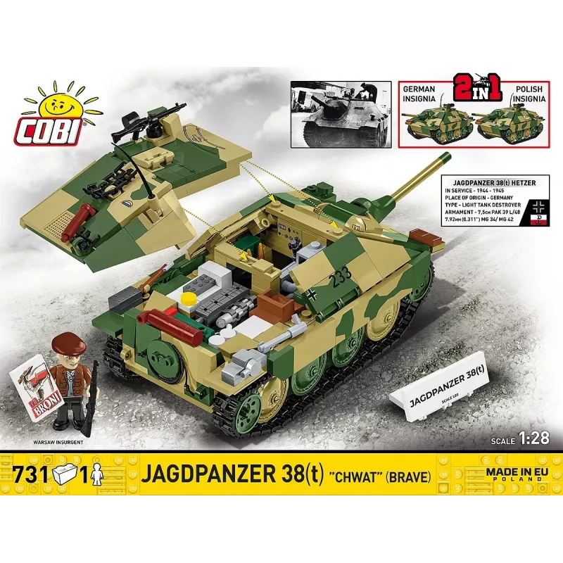 Cobi Blocks Jagdpanzer 38t Drąsus konstrukcinis rinkinys, 731 detalė