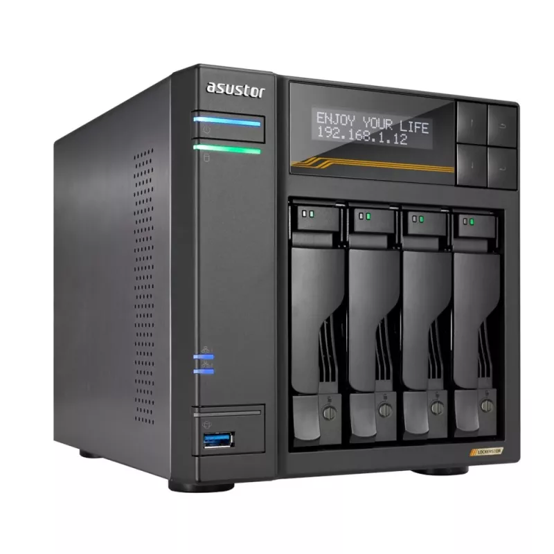 Asustor Lockerstor 4 Gen3 AS6804T 4 lizdų NAS, AMD Ryzen V3C14, 16 GB DDR5 ECC, 2x 10GbE + 2x 5GbE
