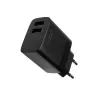 Fiksuotas dvigubas USB kelioninis įkroviklis FIXC17N-2U-BK, 17W, nešiojamas USB maitinimo adapteris, juodas