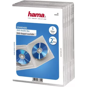 Hama Double DVD Jewel Case, 5 vnt., permatomas, 2 diskams