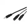 Wentronic Goobay 3,5 mm lizdo adapterio laidas, juodas, 0,2 m – 3,5 mm kištukas (3 kontaktai, stereo) > 2x 3,5 mm lizdas (2 kontaktai, mono) (50465)