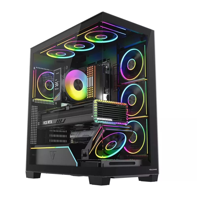 Modecom Volcano Stellar Plus ARGB Midi 8F Juodas korpusas