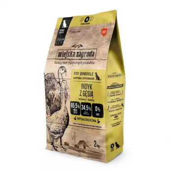 Wiejska Zagroda kalakutiena su žąsiena – sausas šunų ėdalas M, 2 kg