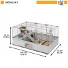 Narvas FERPLAST Modular 2 triušiams ir jūrų kiaulytėms 109x72x56 cm, metalinis, pilkas, tarpai tarp virbų 23 mm