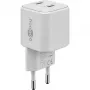 USB-C dvigubas greitas įkroviklis Nano, PD, GaN, 35 W (baltas, 2x USB-C, Power Delivery 3.0)