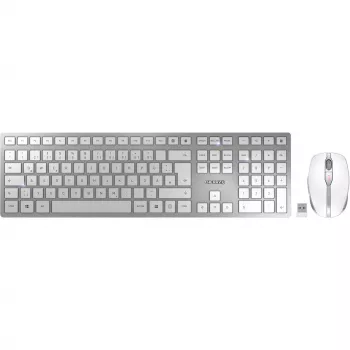CHERRY DW 9100 SLIM belaidė klaviatūra ir pelė RF Wireless + Bluetooth QWERTZ vokiška sidabrinė