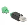 DeLOCK 66607 adapteris RJ45 į 3 kontaktų gnybtų bloką juodas žalias