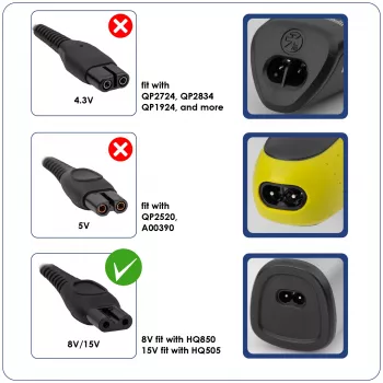 Akyga AK-PD-17 maitinimo adapteris Philips skustuvams 15 V / 0,36 A, 5,4 W, 1,2 m