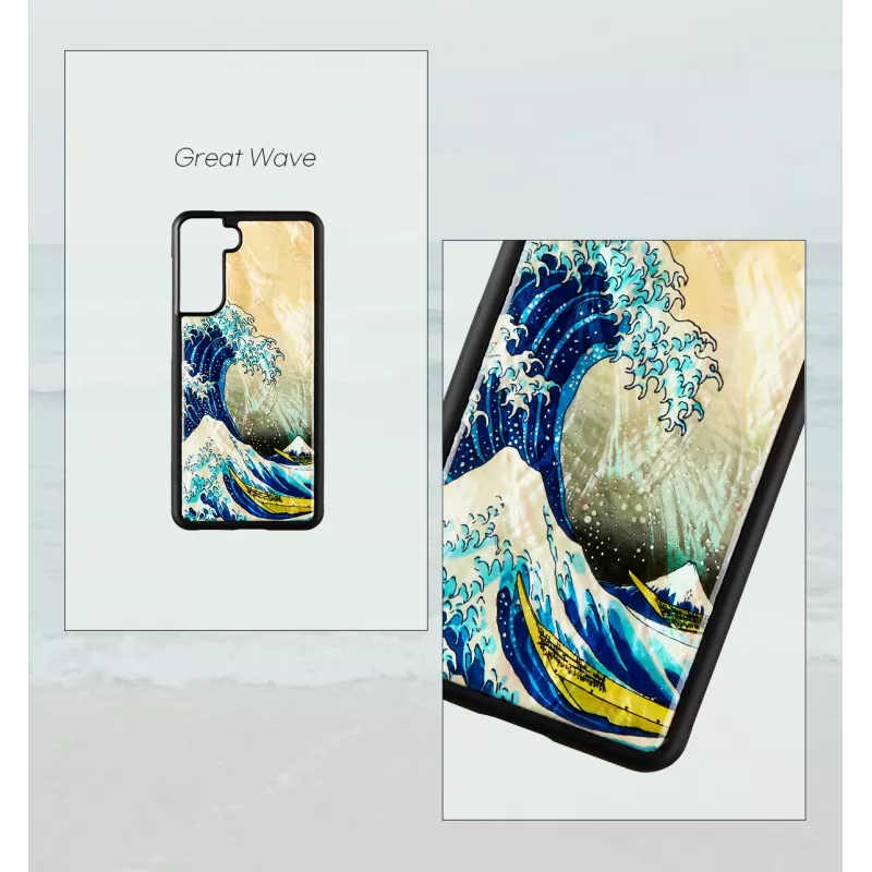 Mobilaus telefono dėklas iKins Samsung Galaxy S21+ apsauginis užpakalinis dangtelis 'didžioji banga'