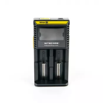 Nitecore D2 įkroviklis – 2 lizdai AA/AAA/AAAA/C baterijoms, 100–240V, 4,2V, juodas